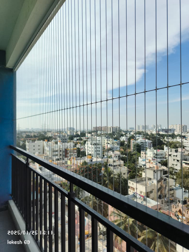 Pet Safety Invisible Grill installed by Pavitra Safety Nets Hyderabad